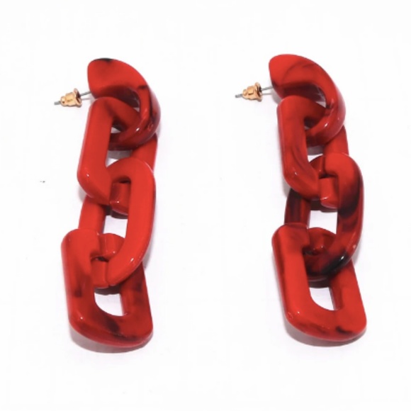 New, Red chain dangle earrings - Picture 3 of 7